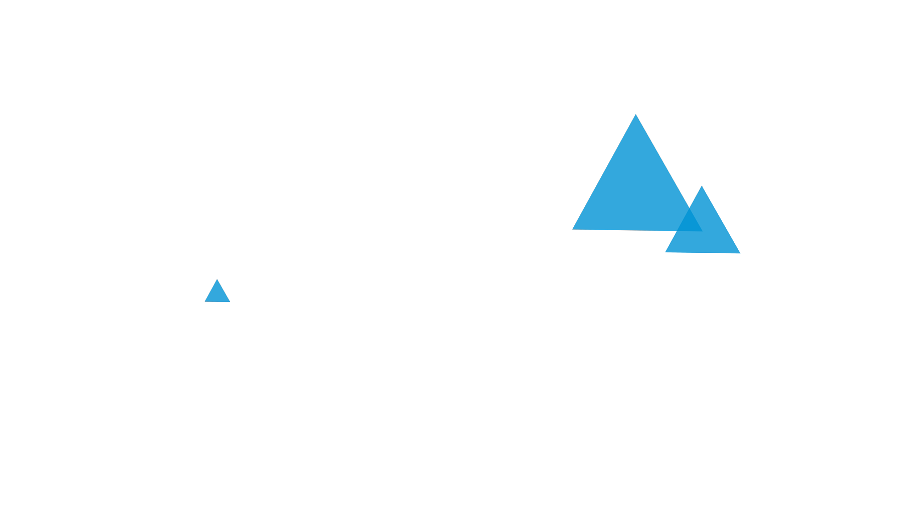 A small blue triangle inside a black square on the left, and a larger blue triangle overlapping a black square with a small blue parallelogram—resembling Season Passes icons—on the right, all set against a white background. Mt. Rose Ski Tahoe