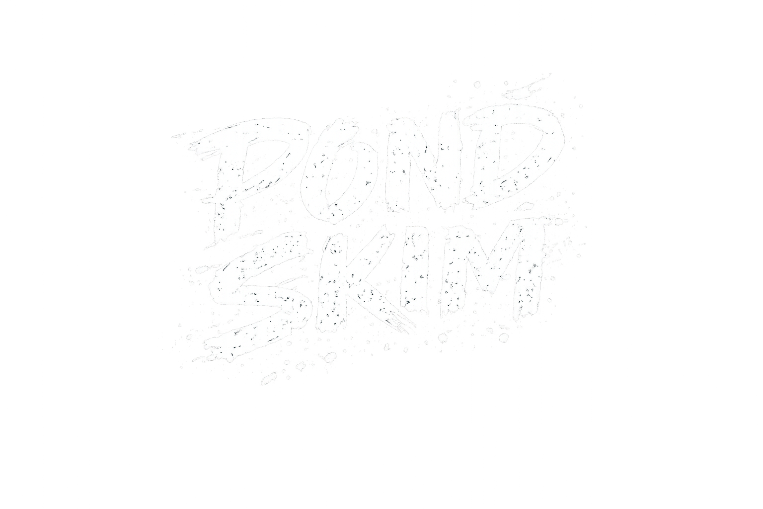 White text reads "Pond Skim" in a bold, hand-painted style with paint splatter effects, capturing the fun and energy of a Pond Skim event on a light gray background. Mt. Rose Ski Tahoe
