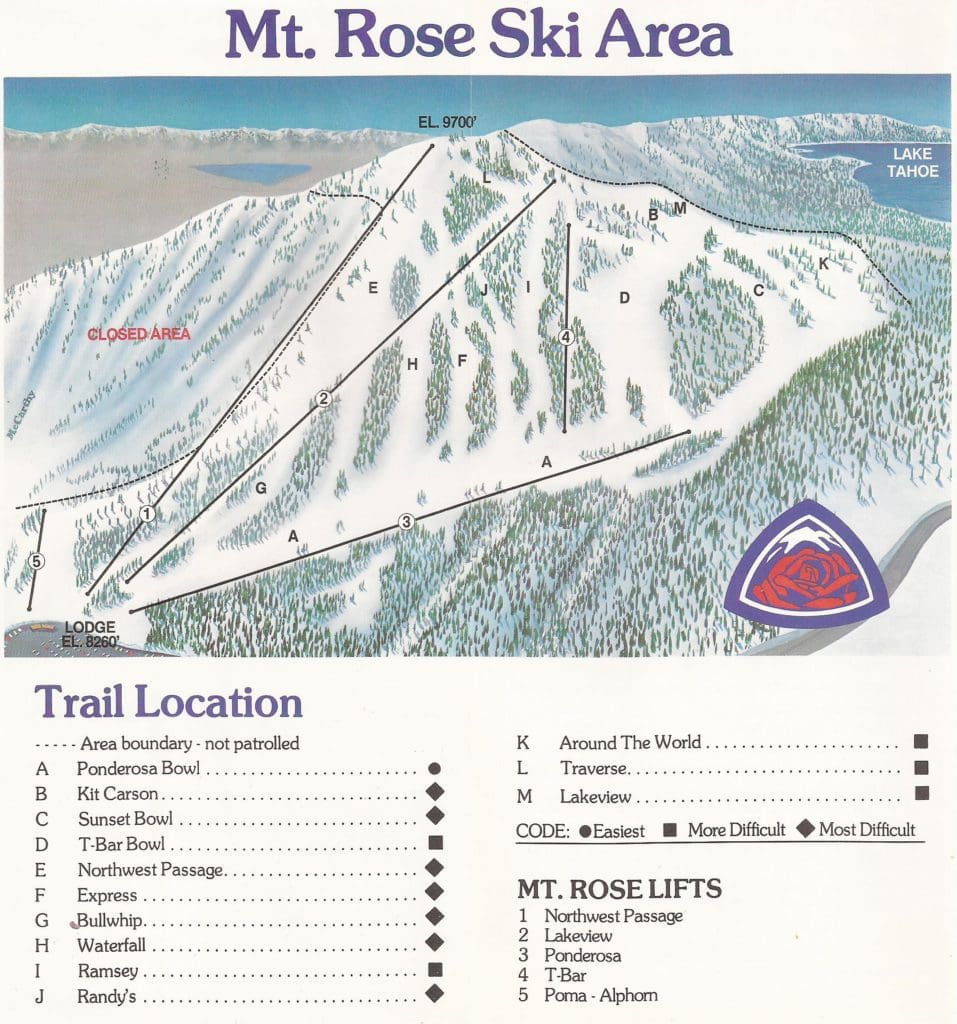 Trail Map - Mt. Rose 1980 - Mt. Rose Ski Tahoe