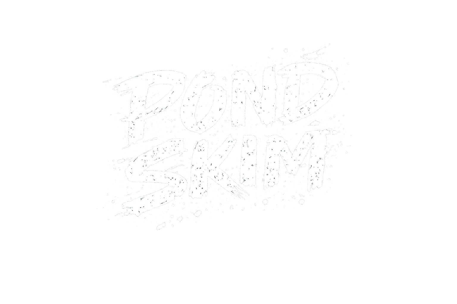 White text reads "Pond Skim" in a bold, hand-painted style with paint splatter effects, capturing the fun and energy of a Pond Skim event on a light gray background. Mt. Rose Ski Tahoe